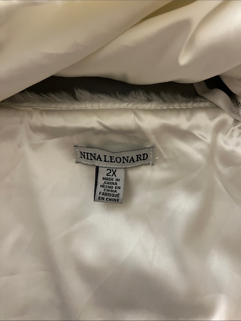 Nina Leonard Ivory Satin-Feel Cape Coat